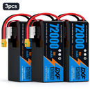 DXF 6S 23.1V 72000mAh 15C Soft Case LiPo Battery with 8AWG Wire for Toy Cars, Boats, UAVs & Drones (1-6 Pack)