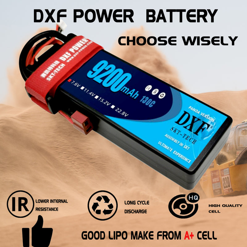 (ES)DXF 2S 9200mAh 7.6V 130C Batteria Lipo ad Alta Capacità Hardcase con XT90 Spina per 1:8 Scala RC Auto, Multi-Rotore RC Aeroplano, RC Elicottero, RC Barca