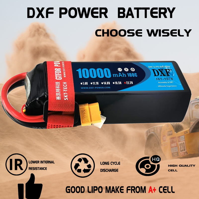 (PL)DXF 6S Lipo Battery 22.2V 100C10000mAh Soft Case Battery with XT60 Connector for Car Truck Tank RC Buggy Truggy Racing Hobby