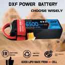DXF Lipo Battery 6S 22.2V 6500mAh 80C Graphene Softcase with EC5 / T / TRX / XT60 / XT90 / XT150 / Q8s Plug for RC 1/8 1/10 Buggy Truck Car Off-Road Drone