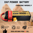 DXF LiPo Battery 5S 18.5V 9500mAh 150C Graphene Softcase with EC5 / T / TRX / XT60 / XT90 / XT150 / Q8s Plug for RC 1/8 1/10 Buggy Truck Car Off-Road Drone