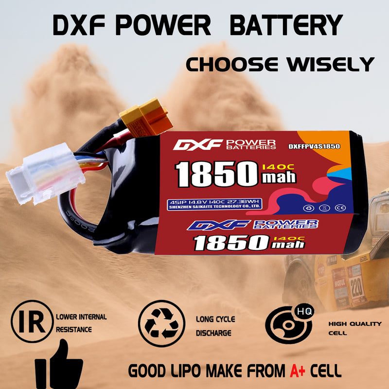 DXF 1850mAh 4S 140C 14.8V Lipo Battery Pack for FPV LiPo Battery