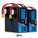 DXF SEMI-SOLID 12S 44.4V 15000mAh 10C Soft Case LiPo Battery with 8AWG Wire for UAVs & Drones (1-6 Pack)