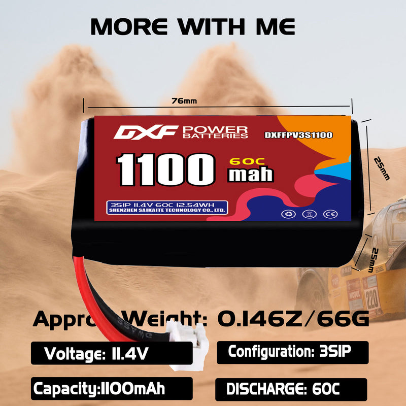 DXF 1100mAh 3S 60C 11.4V Lipo Battery Pack for FPV LiPo Battery