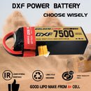 DXF Lipo Battery 6S HV 22.8V 7500mAh 150C GoldSeries Graphene Softcase with EC5 / T / TRX / XT60 / XT90 / XT150 / Q8s Plug for RC 1/8 1/10 Buggy Truck Car Off-Road Drone