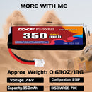DXF 350mAh 2S 70C 7.6V Lipo Battery Pack for FPV LiPo Battery