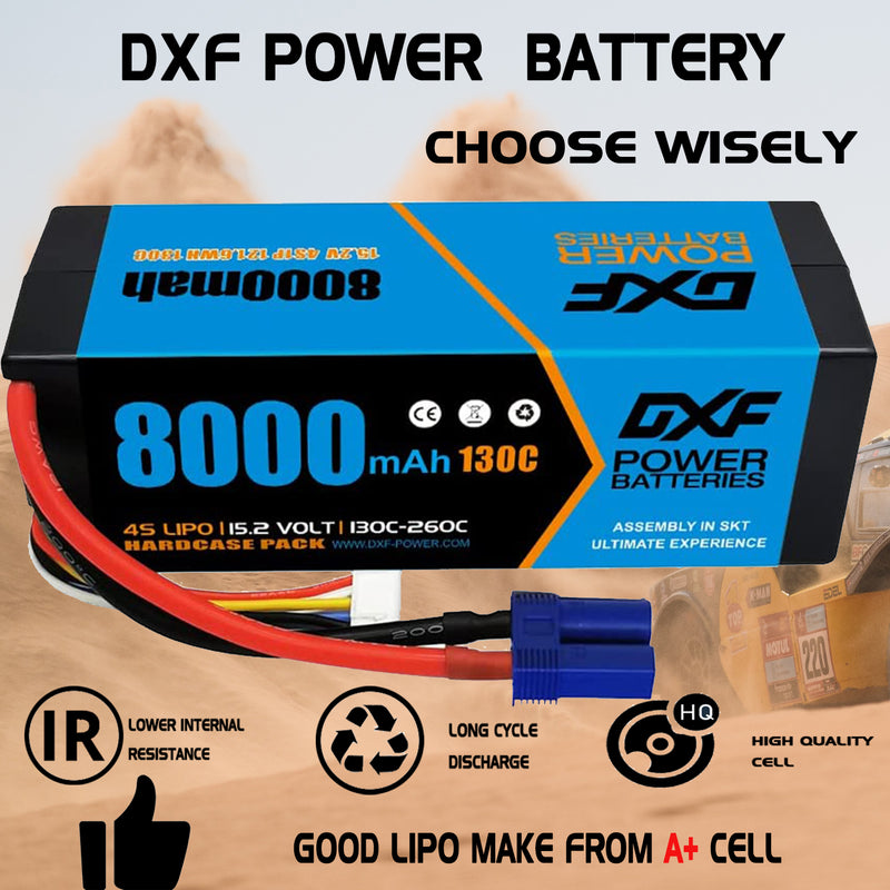 (IT)DXF Lipo Battery 4S 15.2V 8000mAh 130C/260C HardCase Lipo Battery for RC HPI HSP 1/8 1/10 Buggy RC Car Truck