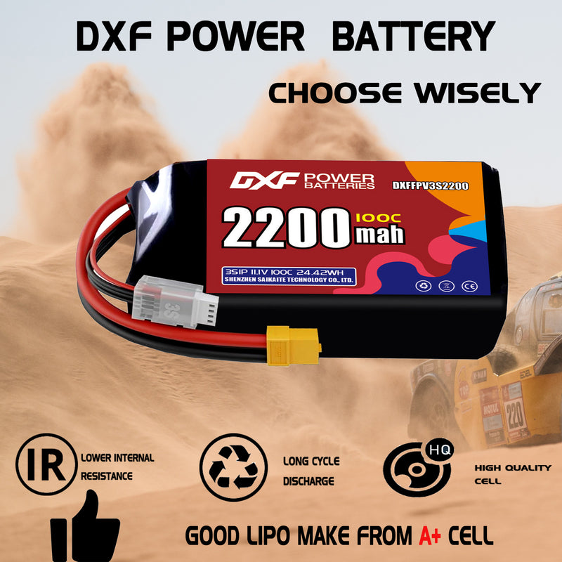 DXF 2200mAh 3S 100C 11.1V Lipo Battery Pack for FPV LiPo Battery