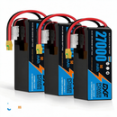 DXF SEMI-SOLID 12S 44.4V 27000mAh 10C Soft Case LiPo Battery with 8AWG Wire for Toy Cars, Boats, UAVs & Drones (1-6 Pack)