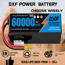 DXF SEMI-SOLID 12S 44.4V 60000mAh 5C Soft Case LiPo Battery with 8AWG Wire for Toy Cars, Boats, UAVs & Drones (1-6 Pack)