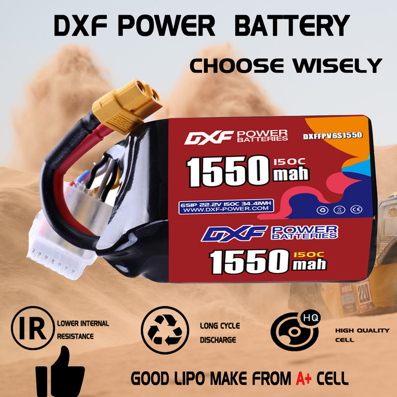DXF 1550mAh 6S 150C 22.2V Lipo Battery Pack for FPV LiPo Battery