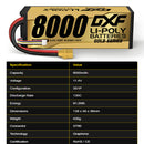 DXF 3S Lipo Battery 11.4V 8000mAh 130C GOLDEN Version Graphene Hardcase with XT90 Plug for RC 1/8 1/10 Buggy Truck Car Off-Road (1-6 Pack)
