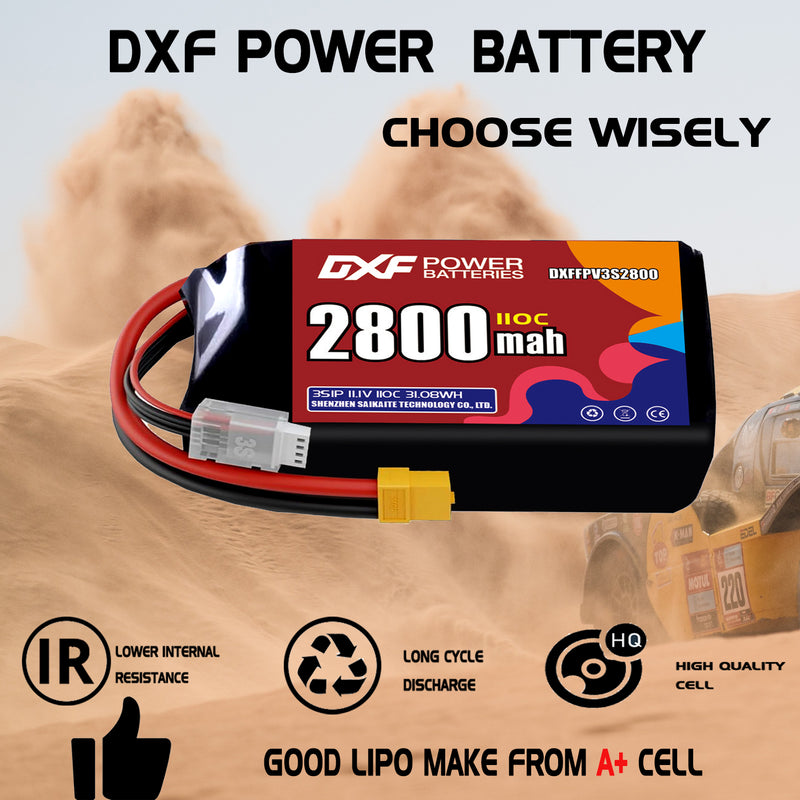 DXF 2800mAh 3S 110C 11.1V Lipo Battery Pack for FPV LiPo Battery