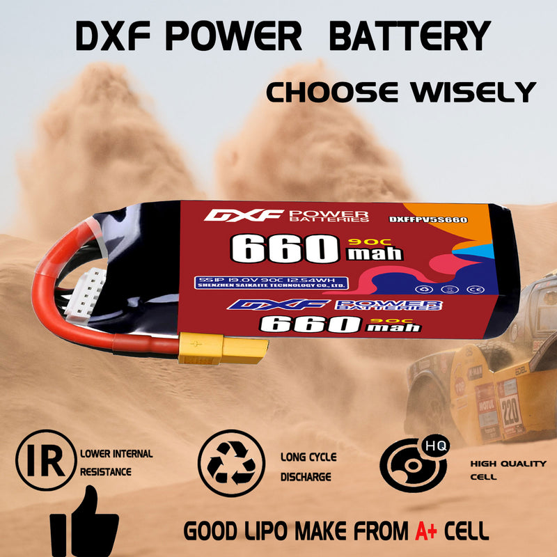 DXF 660mAh 5S 90C 19.0V Lipo Battery Pack for FPV LiPo Battery