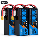 DXF SEMI-SOLID 14S 53.9V 36000mAh 15C Soft Case LiPo Battery with 8AWG Wire for Toy Cars, Boats, UAVs & Drones (1-6 Pack)