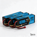 DXF 3S 11.1V 6200mAh 80C Graphene Hardcase LiPo Battery with Deans/T-Plug & 10AWG Wire (1-6 Pack)