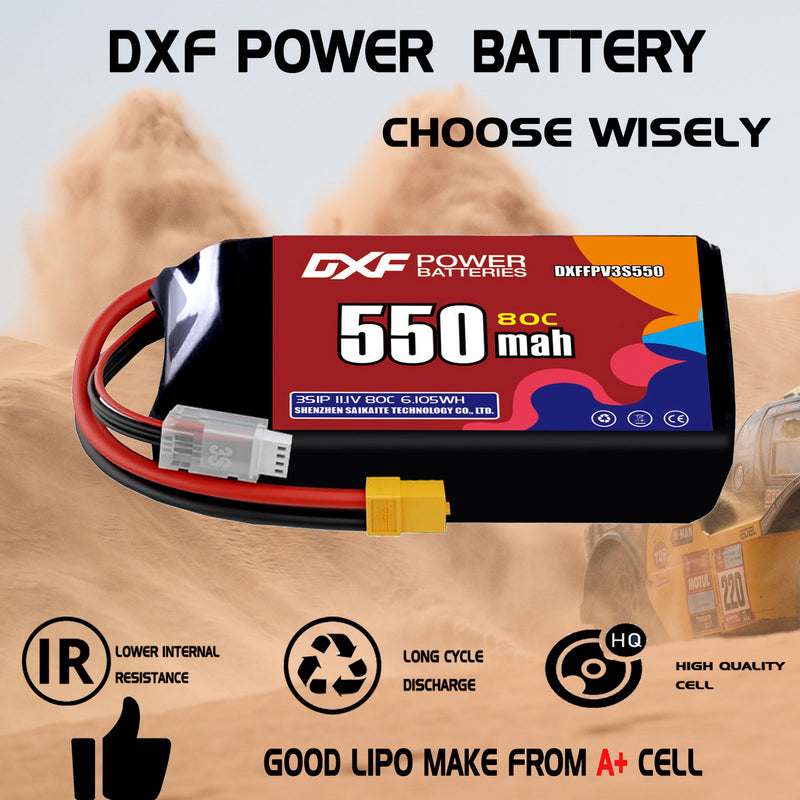 DXF 550mAh 3S 80C 11.1V Lipo Battery Pack for FPV LiPo Battery