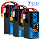 DXF SEMI-SOLID 12S 44.4V 66000mAh 10C Soft Case LiPo Battery with 8AWG Wire for Toy Cars, Boats, UAVs & Drones (1-6 Pack)