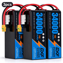 DXF SEMI-SOLID 14S 53.9V 34000mAh 15C Soft Case LiPo Battery with 8AWG Wire for Toy Cars, Boats, UAVs & Drones (1-6 Pack)
