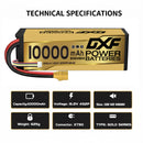 DXF LiPo Battery 4S HV 15.2V 10000mAh 150C Graphene Hardcase Gold with EC5 / T / TRX / XT60 / XT90 / XT150 / Q8s Plug for RC 1/8 1/10 Buggy Truck Car Off-Road Drone