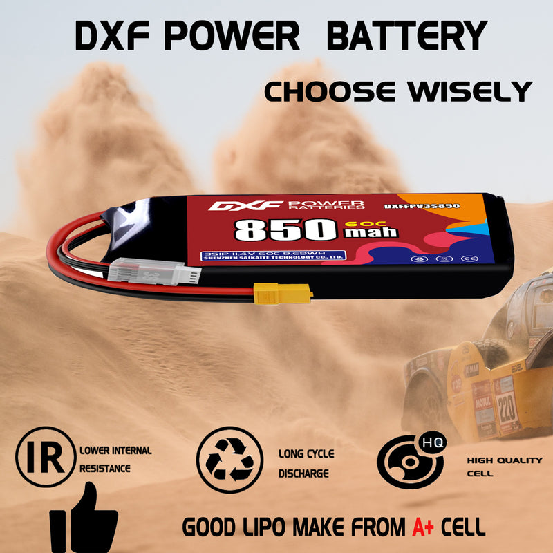 DXF 850mAh 3S 60C 11.4V Lipo Battery Pack for FPV LiPo Battery