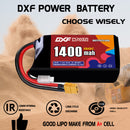 DXF 1400mAh 2S 150C 7.4V Lipo Battery Pack for FPV LiPo Battery