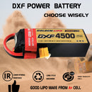 DXF Lipo Battery 4S 14.8V 4500mAh 150C GoldSeries Graphene Softcase with EC5 / T / TRX / XT60 / XT90 / XT150 / Q8s Plug for RC 1/8 1/10 Buggy Truck Car Off-Road Drone