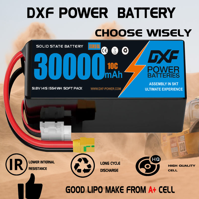 (CN)DXF 14S Lipo Battery 51.8V 10C 30000mAh Soft Case Battery  for Drone UAV FPV Car Truck Tank RC Semi solidstate Battery Racing Hobby