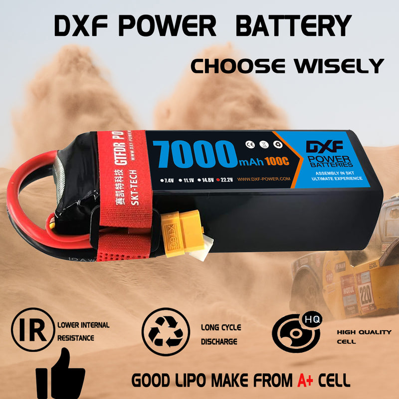 (PL)DXF 6S Lipo Battery 22.2V 100C 7000mAh Soft Case Battery with xt60 Connector for Car Truck Tank RC Buggy Truggy Racing Hobby