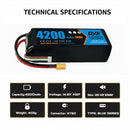 DXF Lipo Battery 4S 14.8V 4200mAh 100C GoldSeries Graphene Softcase with EC5 / T / TRX / XT60 / XT90 / XT150 / Q8s Plug for RC 1/8 1/10 Buggy Truck Car Off-Road Drone