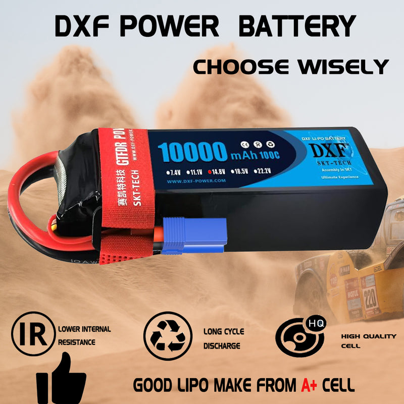 (PL)DXF 4S Lipo Battery 14.8V 10000mAh 100C 200C Deans/T XT90 EC5 for RC 1/8 1/10 Car Truck Tank Models XXMAX 8S Arrama