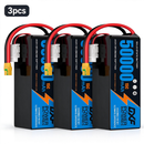 DXF SEMI-SOLID 12S 46.2V 50000mAh 15C Soft Case LiPo Battery with 8AWG Wire for Toy Cars, Boats, UAVs & Drones (1-6 Pack)