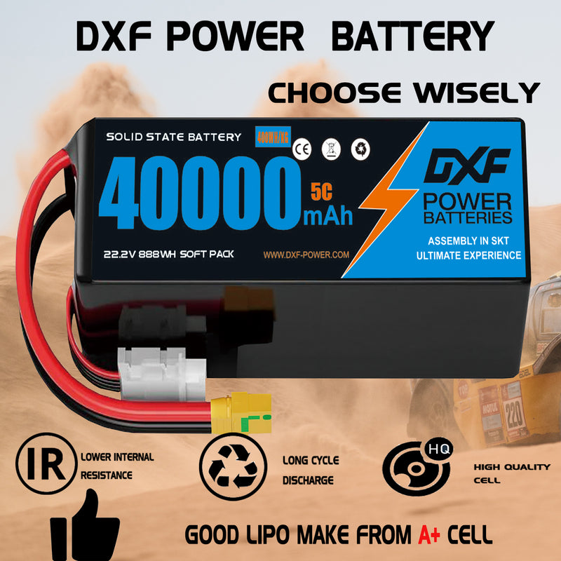 (CN)DXF 6S Lipo Battery 22.2V 5C 40000mAh Soft Case Battery  for Drone UAV FPV Car Truck Tank RC Buggy Truggy Racing Hobby Semi solidstate Battery
