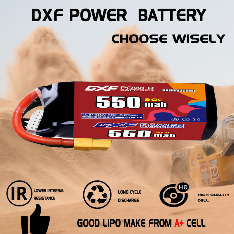 DXF 550mAh 5S 90C 18.5V Lipo Battery Pack for FPV LiPo Battery