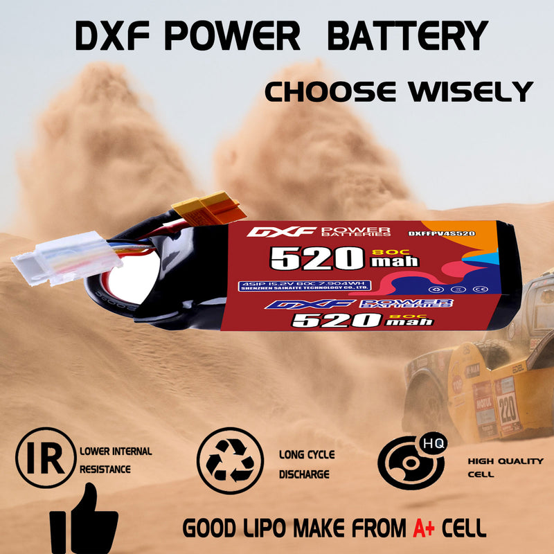 DXF 520mAh 4S 80C 15.2V Lipo Battery Pack for FPV LiPo Battery