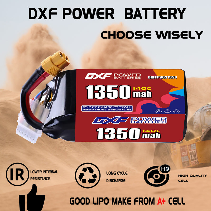 DXF 1350mAh 6S 140C 22.2V Lipo Battery Pack for FPV LiPo Battery