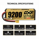 DXF LiPo Battery 4S HV 15.2V 9200mAh 140C Graphene Hardcase Gold with EC5 / T / TRX / XT60 / XT90 / XT150 / Q8s Plug for RC 1/8 1/10 Buggy Truck Car Off-Road Drone