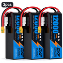 DXF 6S 22.8V 12000mAh 100C Soft Case LiPo Battery with 8AWG Wire for Toy Cars, Boats, UAVs & Drones (1-6 Pack)
