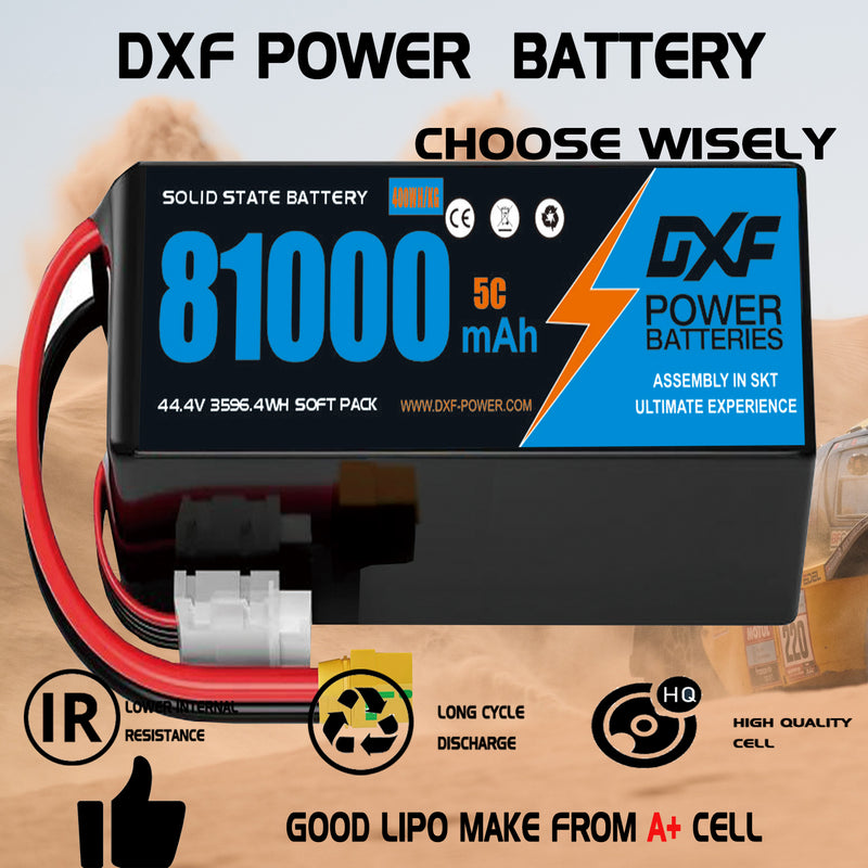 (CN)DXF 12S Lipo Battery 44.4V 5C 81000mAh Soft Case Battery  for Drone UAV FPV Car Truck Tank RC Buggy Truggy Racing Hobby