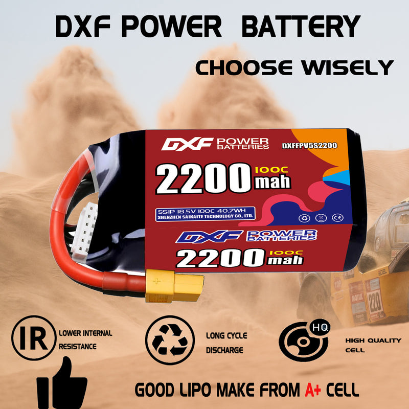 DXF 2200mAh 5S 100C 18.5V Lipo Battery Pack for FPV LiPo Battery