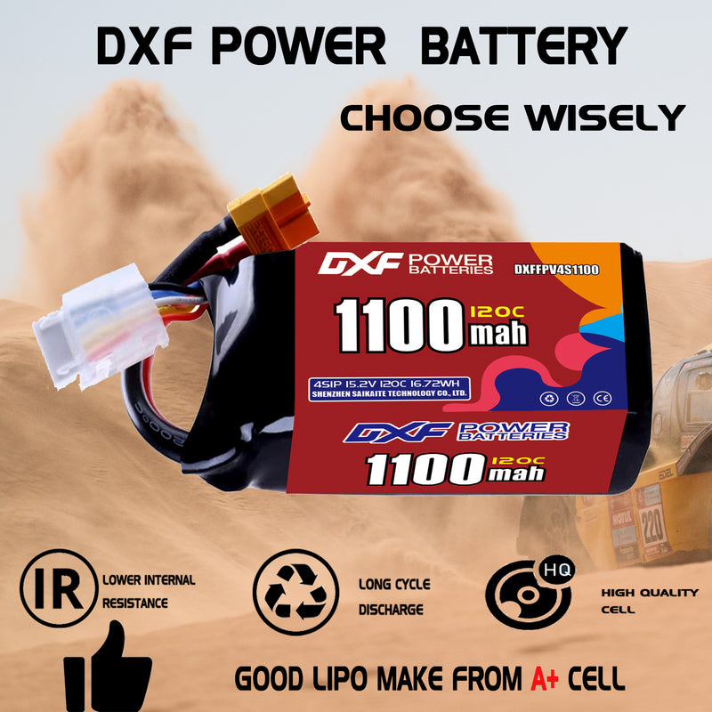 DXF 1100mAh 4S 120C 15.2V Lipo Battery Pack for FPV LiPo Battery