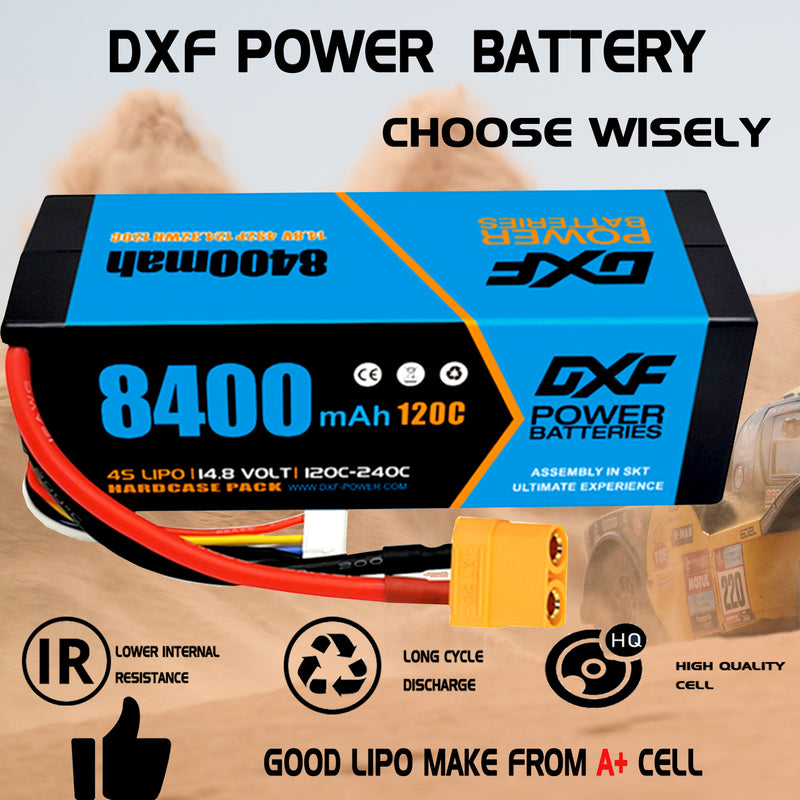 (PL)DXF Lipo Battery 4S 14.8V 8400mAh 120C/240C HardCase Lipo Battery for RC HPI HSP 1/8 1/10 Buggy RC Car Truck