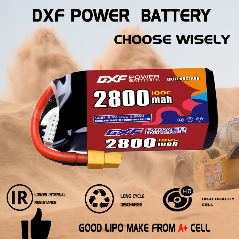 DXF 2800mAh 5S 100C 18.5V Lipo Battery Pack for FPV LiPo Battery