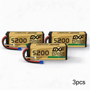 DXF GOLD Series 3S 11.1V 5200mAh 100C Graphene Hardcase LiPo Battery with EC5 Plug for 1/8 1/10 RC Car Truck (1-6 Pack)