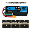 DXF Lipo Battery 6S 22.2V 4200mAh 100C GoldSeries Graphene Softcase with EC5 / T / TRX / XT60 / XT90 / XT150 / Q8s Plug for RC 1/8 1/10 Buggy Truck Car Off-Road Drone