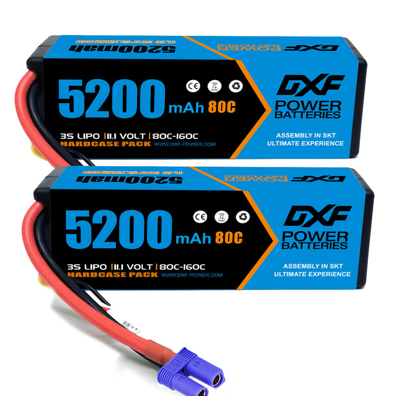 (CA)DXF Lipo Battery 3S 11.1V 5200MAH 80C Blue Series lipo Hardcase with EC5 Plug for Rc 1/8 1/10 Buggy Truck Car Off-Road Drone