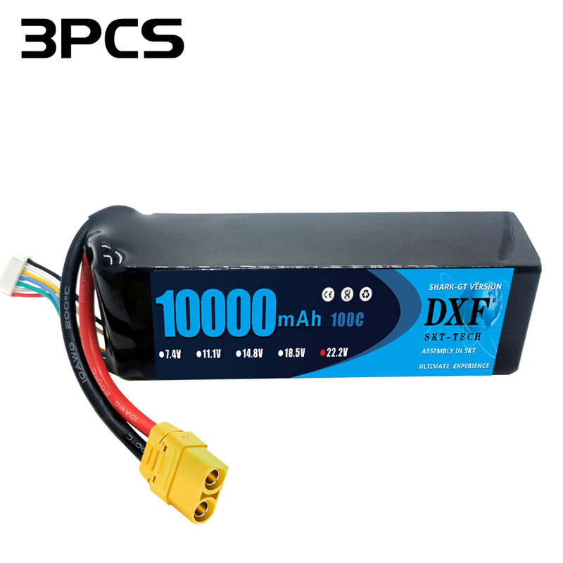 (ES)DXF 6S Lipo Battery 22.2V 100C10000mAh Soft Case Battery with XT90 Connector for Car Truck Tank RC Buggy Truggy Racing Hobby