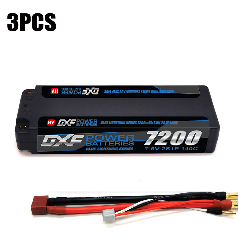(ES) DXF 2S 7.6V Lipo Battery 140C 7200mAh LCG with 5mm Bullet for RC 1/8 Vehicles Car Truck Tank Truggy Competition Racing Hobby