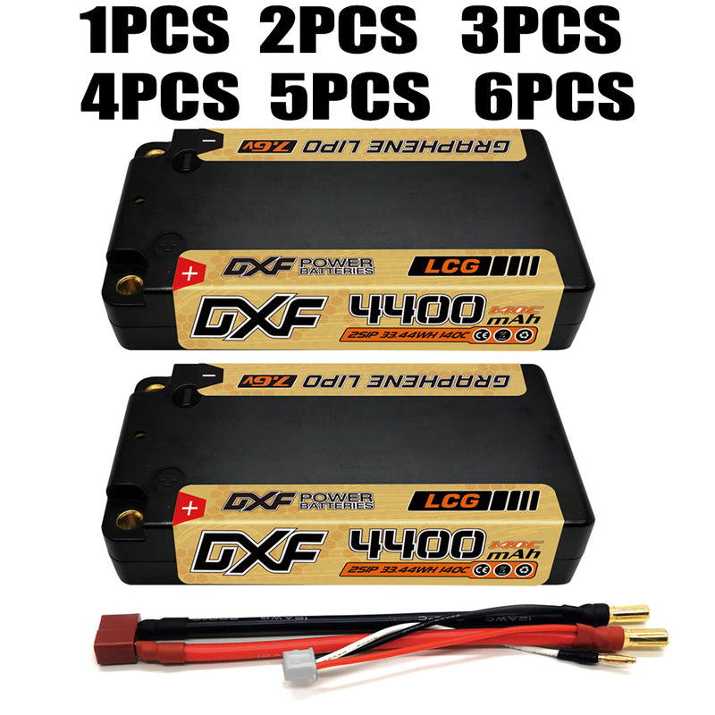 (EU)DXF 2S Shorty Lipo Battery 7.6V 140C 4400mAh 5mm T Plug Hardcase For 1/10 Buggy Truggy Offroad Boat Car Truck RACING Helicopter