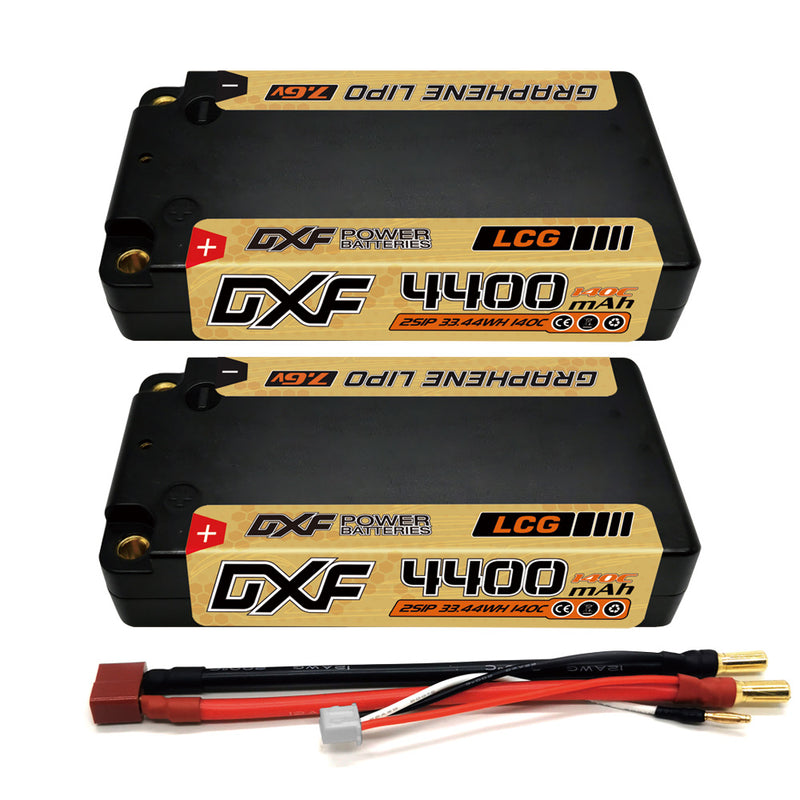 (ES)DXF 2S Shorty Lipo Battery 7.6V 140C 4400mAh 5mm T Plug Hardcase For 1/10 Buggy Truggy Offroad Boat Car Truck RACING Helicopter